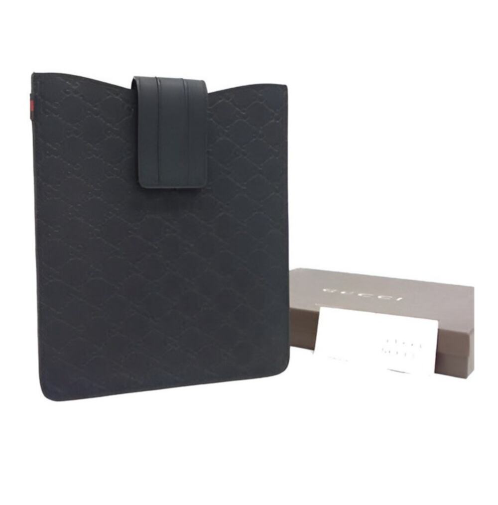 GUCCI GG Canvas Guccissima Web Sherry Line iPad Case Black 256575